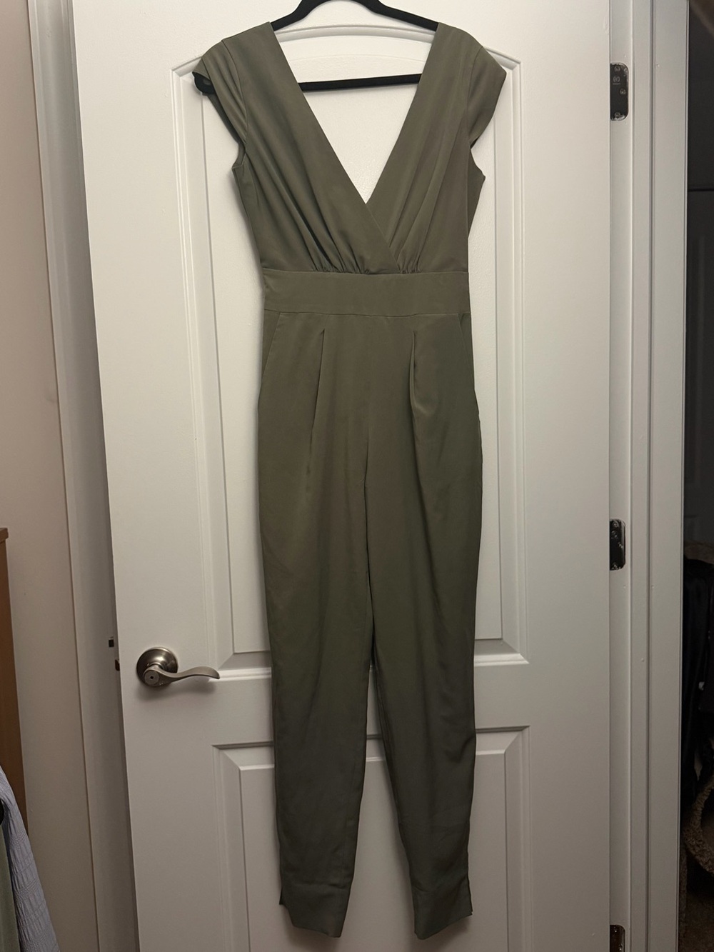 Bebe Olive Green V-Neck Jumpsuit